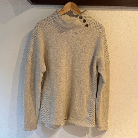 Marmot Vivian Wool Mock Neck Sweater Baselayer, Oatmeal, Size L - Picture 2 of 12